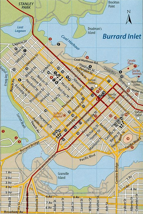 Map Of Downtown Vancouver Vancouver Downtown Map - Hotels And Attractions